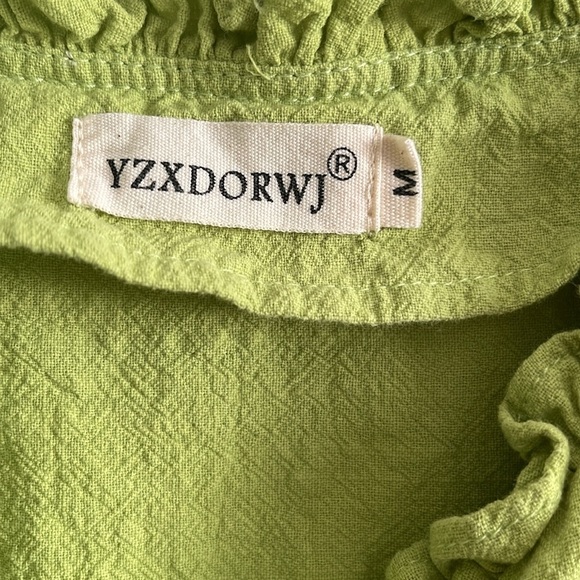 YZXDORWJ Women Embroidered Casual Dress Summer Ruffle V Neck Short Sleeves M - Picture 8 of 9